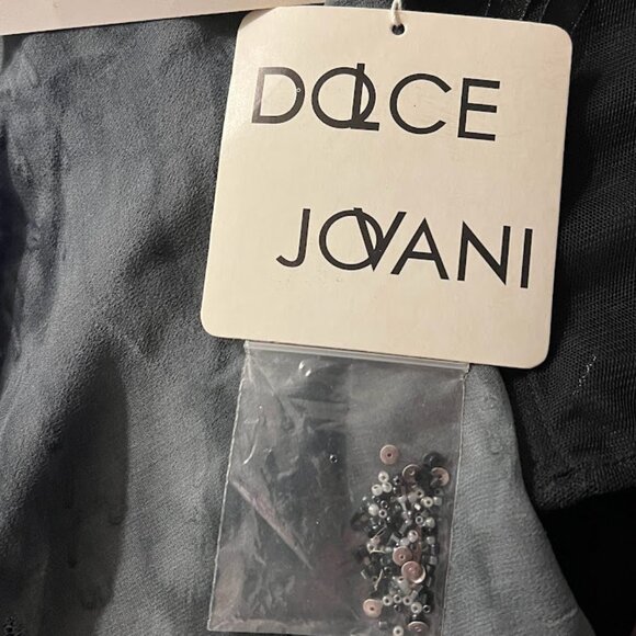 JOVANI $320- SILK, Beaded/Sequin, Spaghetti-strapped, Rough-edged Top - Picture 9 of 10